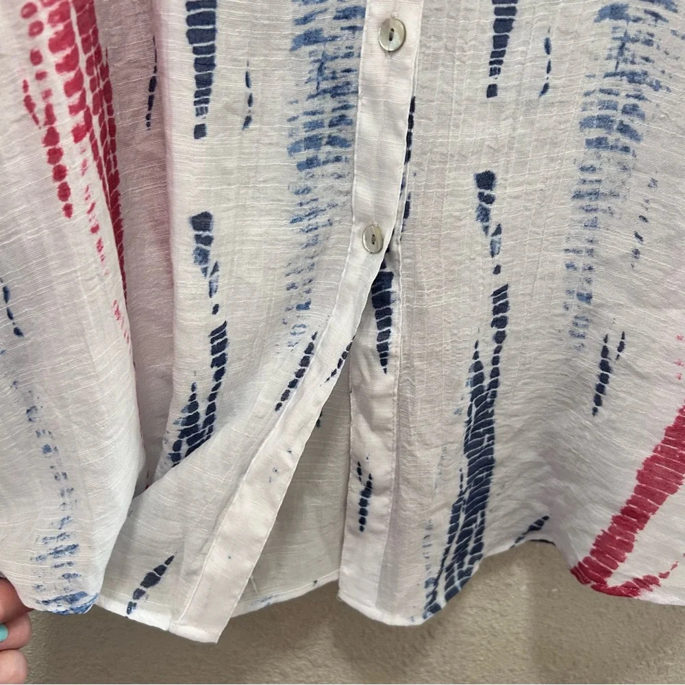 Multiples Liberty Print Button Down Tab Sleeve Bu… - image 6